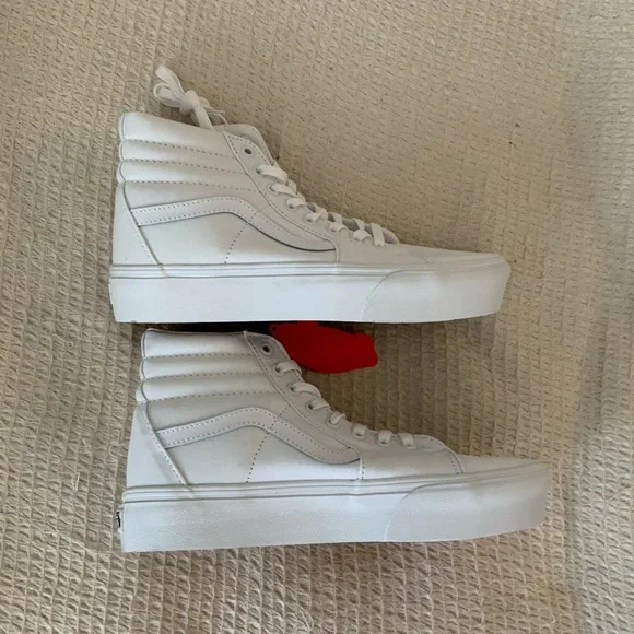 New in box Vans White Skatin Sk8-Hi Hitop Original Platform Canvas Sneaker Shoe - Picture 5 of 12